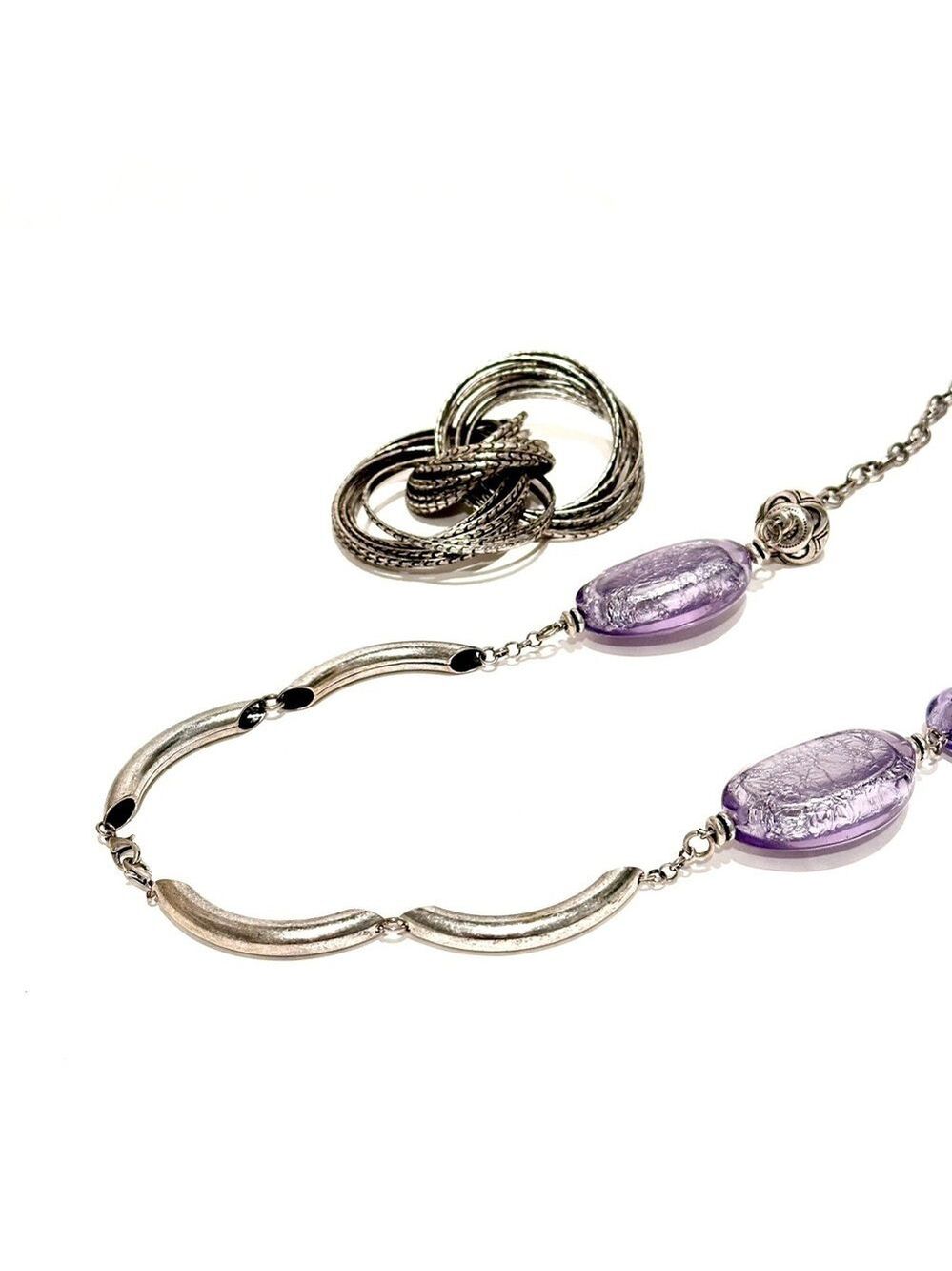 PREMIER DESIGNS Convertible Statement Necklace w Purple Faux Stones NEW - Picture 3 of 8